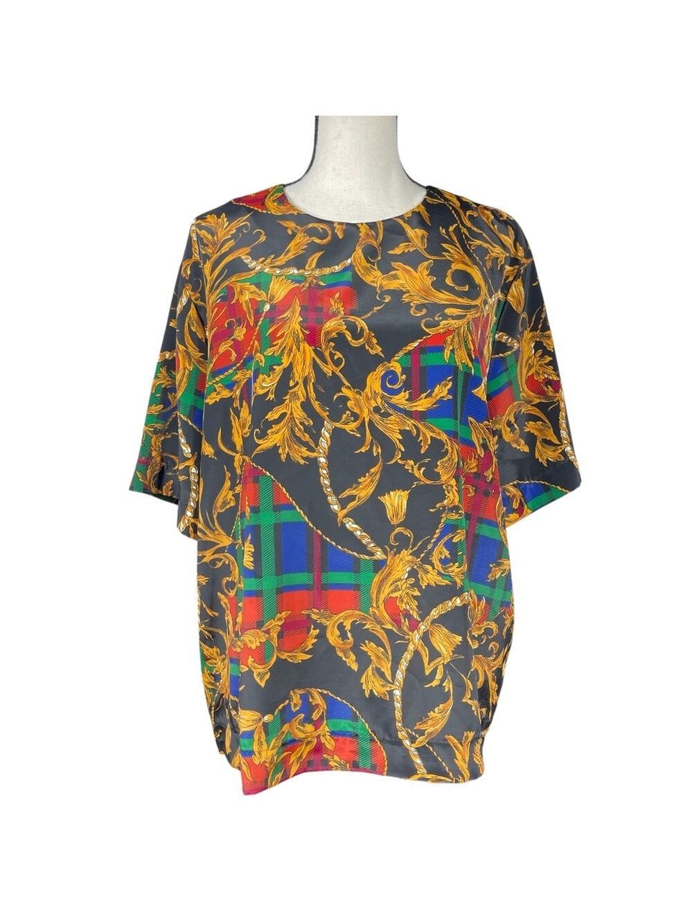 Heritage Road Elegant Vintage Multicolor Short Sleeve Blouse